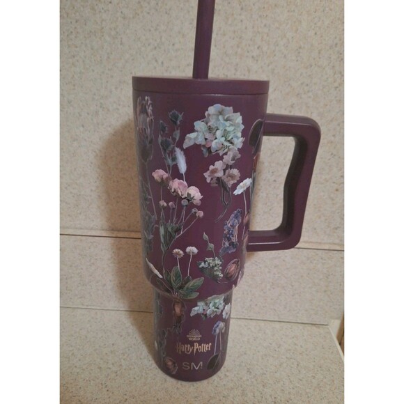 Harry Potter Tumbler 40oz Herbology Mug Simply Modern Purple Floral Straw Steel - Picture 1 of 11